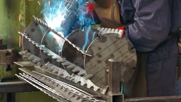 Welding Metal Components Metal Industry Welding Steel Parts Metal Industry — Stock Video