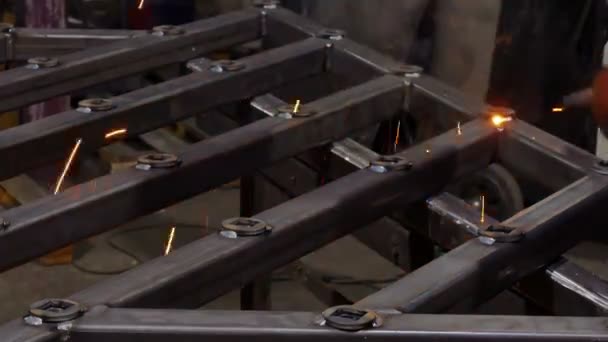 Welding Work Construction Site Welding Steel Parts Metal Industry — Stock Video