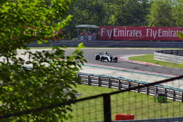 ブダペスト ハンガリー 2018 メルセデス車のルイス ハミルトンフォーミュラ1ハンガリーグランプリのトレーニングと資格 — ストック写真