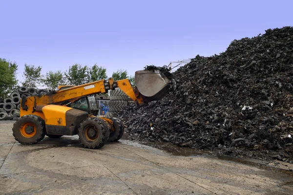 Tire Recycling Plant Pile Tires Prepared Recycling Factory Stock Image