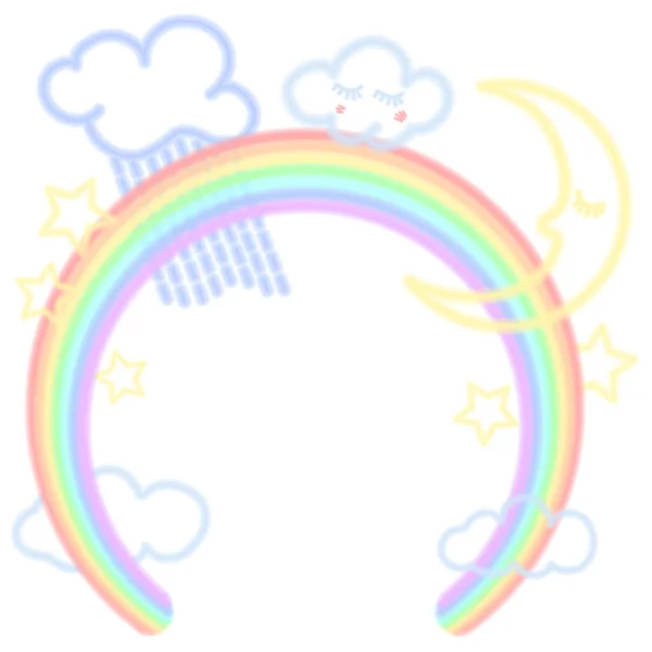 Векторная Графика Цветная Иллюстрация Флуоресцентное Освещение Радуги Облаков Moob Звезд — стоковый вектор