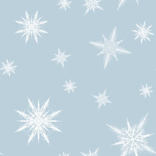 Dikişsiz Desen Beyaz Snoflakes Düz Mavi Zemin Üzerine — Stok fotoğraf