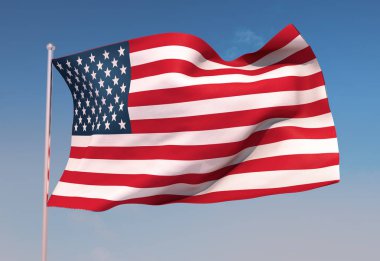 Amerika Birleşik Devletleri bayrağı. Amerika Birleşik Devletleri. 14 Haziran. 3D render. Kutlama