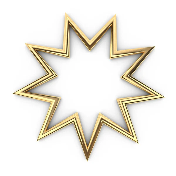 Renderizado Forma Oro Marco Estrella Redonda Con Espacio Copia Con —  Fotos de Stock