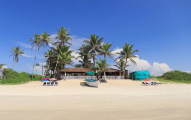 Hindistan, Güney Goa, Sernabatim beach. Sıcak okyanus, temiz, ince kum, palmiye ağaçları ve restoranlar, güzel günbatımı ve eğlence bol.