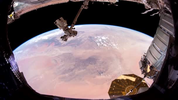 Rymdvy Jorden Planeten Kretsar Scen Från International Space Station Iss — Stockvideo