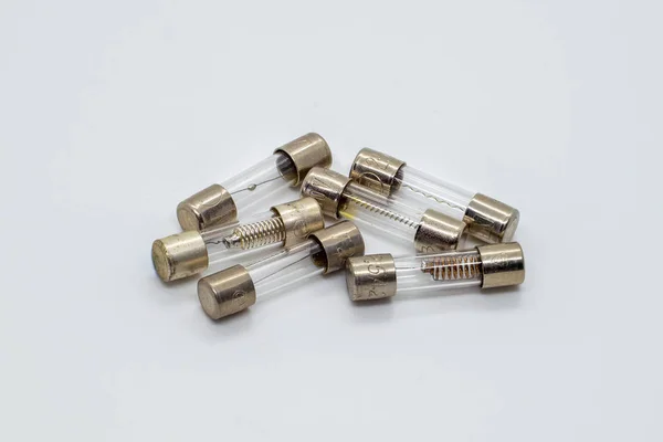 Various types of 20mm glass fuses — Stock Photo, Image