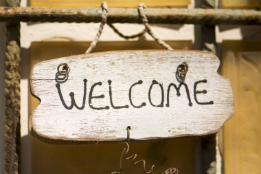 karşılama ev ahşap işareti