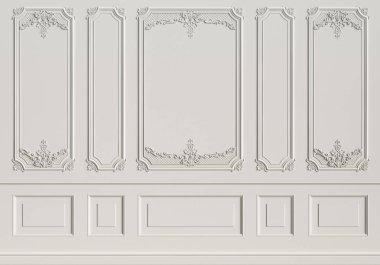 Kalıplar ile klasik iç duvar. Dijital illustration.3d işleme