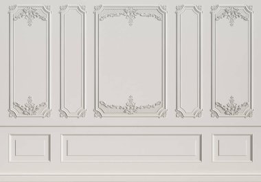 Kalıplar ile klasik iç duvar. Dijital illustration.3d işleme