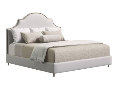 Klasik yatak odası mobilya beyaz arka plan üzerinde. Dijital illüstrasyon. 3D render