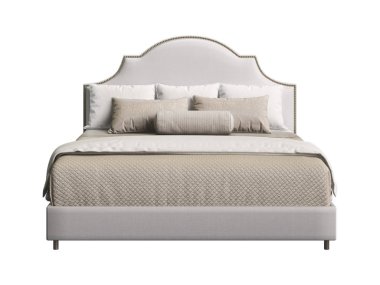 Klasik yatak odası mobilya beyaz arka plan üzerinde. Dijital illüstrasyon. 3D render