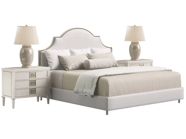 Classic Bedroom Furniture White Background Digital Illustration Rendering — Stock Photo, Image