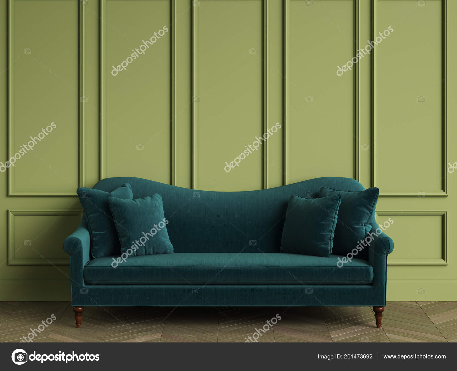 Classic Emerald Green Sofa Interior Copy E Walls Stock Photo By Remuhin
