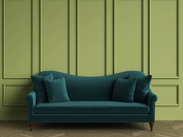 Sofá Clásico Verde Esmeralda Interior Clásico Con Espacio Para Copias — Foto de Stock