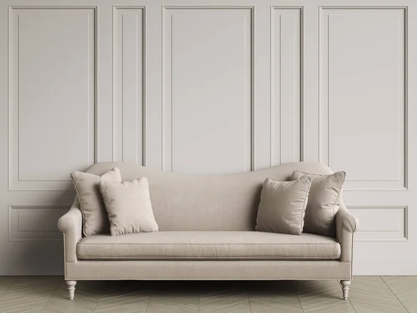 Klassieke Ivoor Kleur Sofa Klassieke Interieur Met Kopie Ruimte Witte — Stockfoto