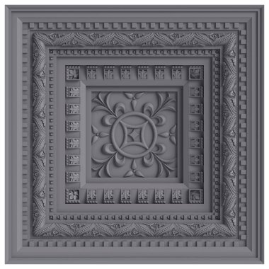 Klasik tavan keson. Tavan dekorasyonu. Dijital illustration.3d işleme