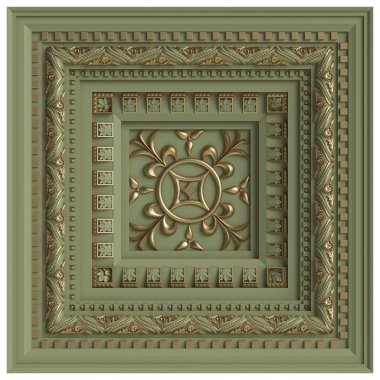 Klasik tavan keson. Tavan dekorasyonu. Dijital illustration.3d işleme