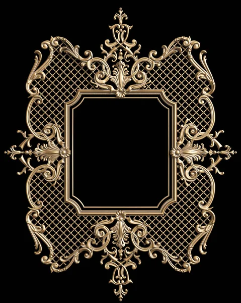 Классический Декор Рамка Орнаментом Декора Классического Интерьера Изолированы Черном Фоне — стоковое фото