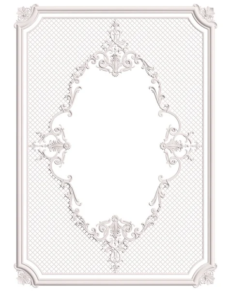 Klassieker Spuitgieten Wit Frame Met Ornament Decor Voor Klassieke Interieur — Stockfoto