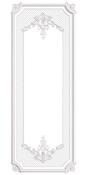 Классический Формовочный Белый Каркас Декоративным Декором Классического Интерьера Изолирован Белом — стоковое фото