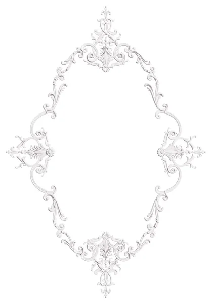 Klasický Bílý Rám Dekor Ornament Pro Klasický Interiér Izolovaných Bílém — Stock fotografie
