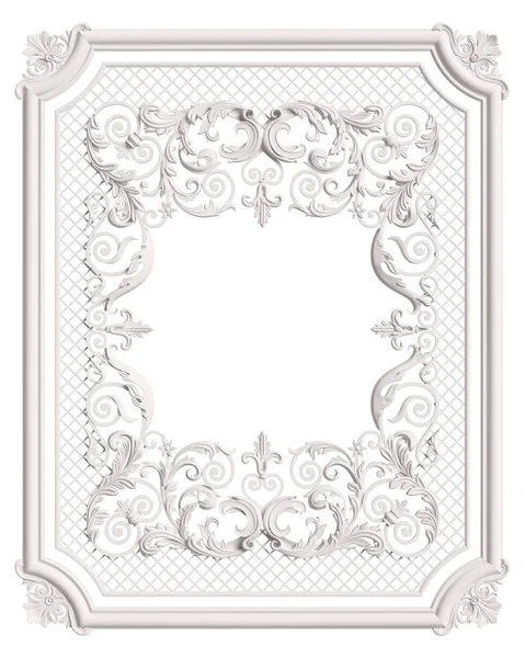 Classica Cornice Bianca Sagomata Con Decoro Ornamentale Interni Classici Isolati — Foto Stock