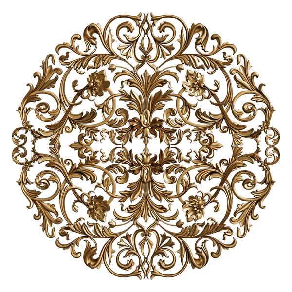 Beyaz arka planda beyaz arka plan üzerinde izole izole klasik süsleme dekor. Dijital illüstrasyon. 3D render