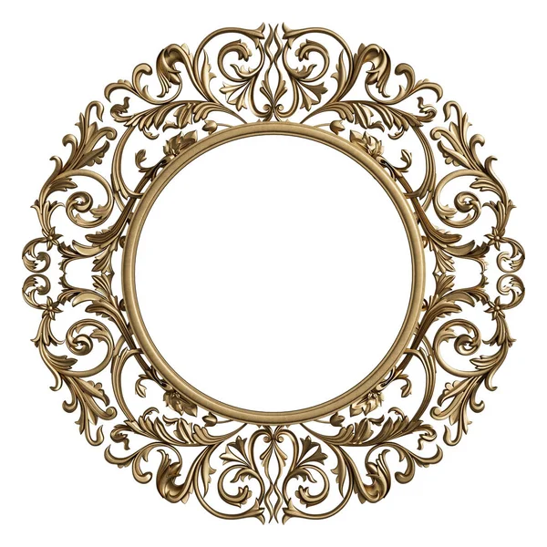 Klassisk Ram Cirkel Med Prydnad Inredning Isolerad Vit Bakgrund Digital — Stockfoto
