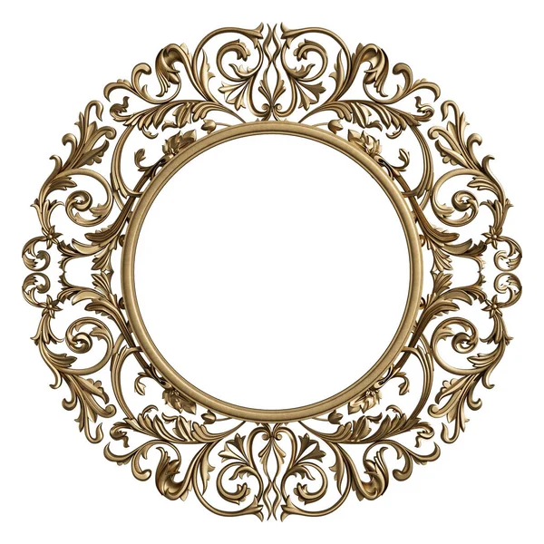 Klassiek Frame Cirkel Met Ornament Decor Geïsoleerd Een Witte Achtergrond — Stockfoto