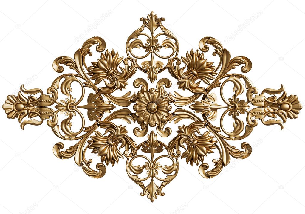 Classic ornament decor isolated on white background isolated on white background. Digital illustration. 3d rendering