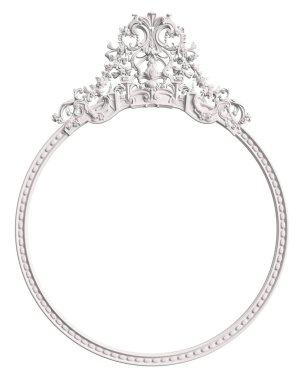 Klasik çerçeve süsleme dekor beyaz arka plan üzerinde izole ile. Dijital illüstrasyon. 3D render