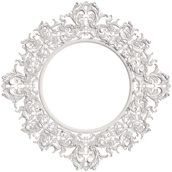 Classic White Frame Ornament Decor Isolated White Background Digital Illustration — Stock Photo, Image