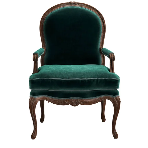 Klassischer Sessel Grüne Farbe Isoliert Auf Weißem Hintergrund Digitale Illustration — Stockfoto