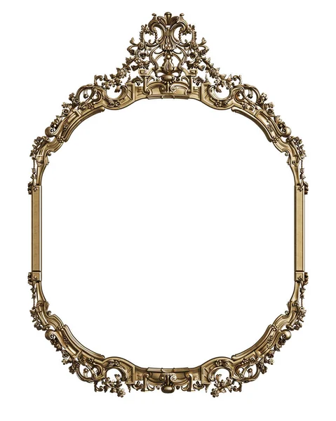 Classic Golden Frame Ornament Decor Isolated White Background Digital Illustration — Stock Photo, Image