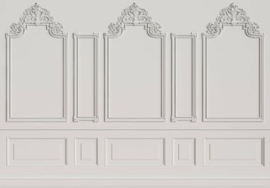 Kalıplar ile klasik iç duvar. Dijital illustration.3d işleme