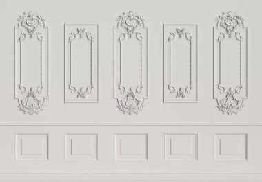 Kalıplar ile klasik iç duvar. Dijital illustration.3d işleme