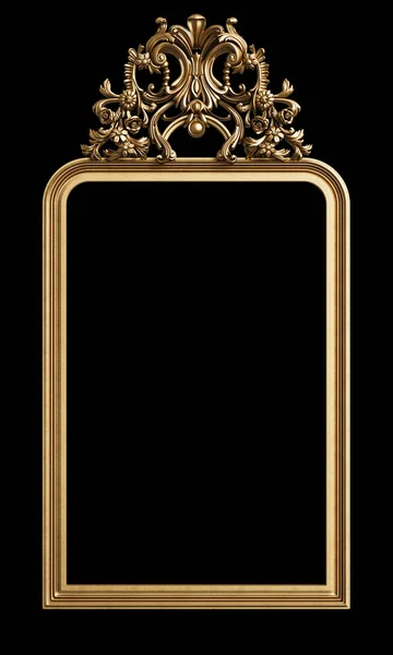 Klasszikus Arany Keret Dísz Dekoráció Elszigetelt Fekete Háttér Digitális Illusztráció — Stock Fotó