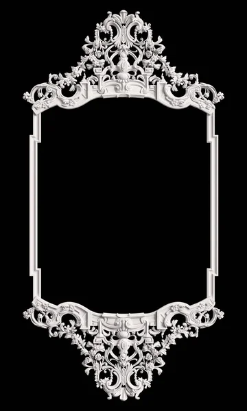 Klasyczna Ramka Urządzone Ornament Białym Czarnym Tle Cyfrowy Ilustracja Renderowania — Zdjęcie stockowe