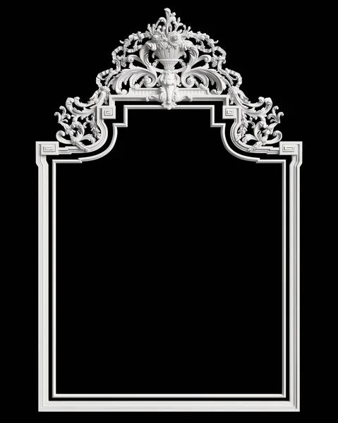 Klasický Snímek Dekor Ornament Izolované Černém Pozadí Digitální Ilustrace Vykreslování — Stock fotografie