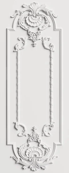 Κλασικό Πλαίσιο Διακόσμηση Στολίδι Στον Άσπρο Τοίχο Ψηφιακή Απεικόνιση Rendering — Φωτογραφία Αρχείου