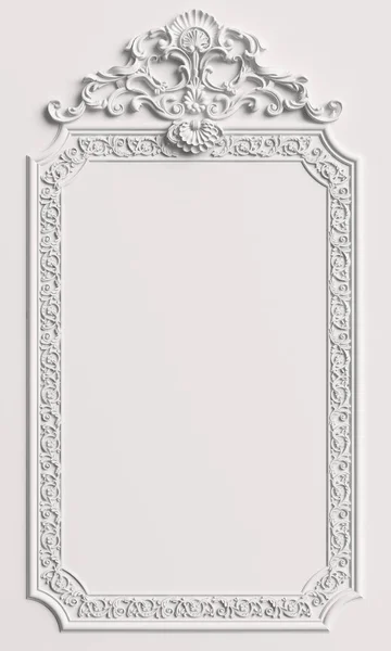 Klassiek Frame Met Ornament Decor Witte Muur Digitale Afbeelding Rendering — Stockfoto