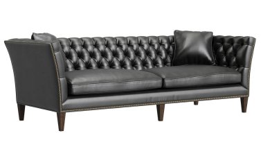 Beyaz arka planda izole edilmiş klasik kanepe. 3D dijital çizim.