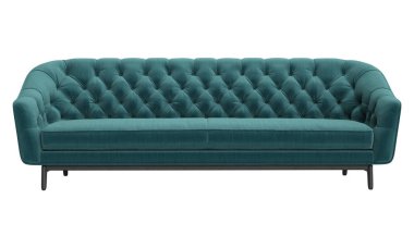 Beyaz arka planda izole edilmiş klasik kanepe. 3D dijital çizim.