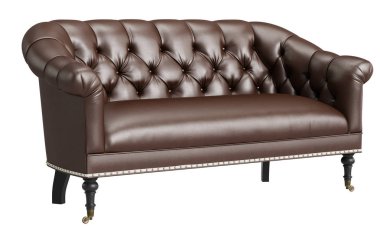 Beyaz arka planda izole edilmiş klasik kanepe. 3D dijital çizim.