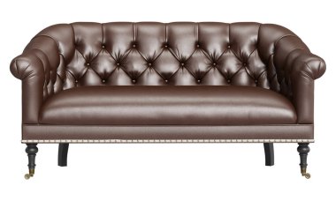 Beyaz arka planda izole edilmiş klasik kanepe. 3D dijital çizim.