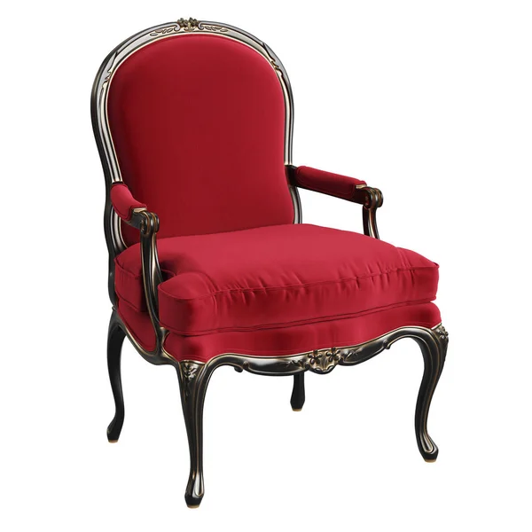 Klassischer Sessel Roten Schwarzen Und Goldenen Farben Isoliert Auf Weißem — Stockfoto