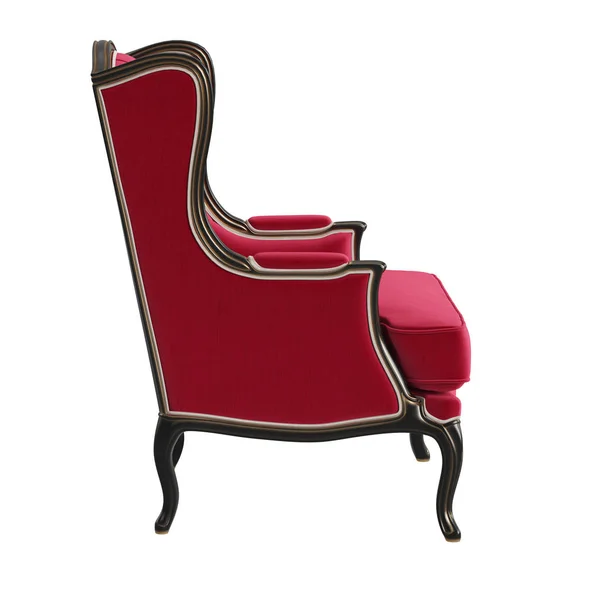Klassischer Sessel Roten Schwarzen Und Goldenen Farben Isoliert Auf Weißem — Stockfoto
