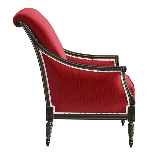 Klasyczny Fotel Kolorach Czerwony Czarny Złoty Białym Tle Cyfrowy Illustration — Zdjęcie stockowe