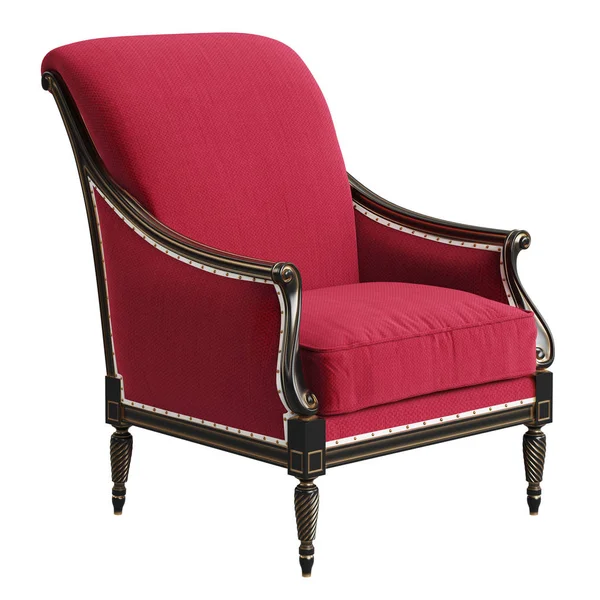 Fauteuil Classique Aux Couleurs Rouge Noir Isolé Sur Fond Blanc — Photo